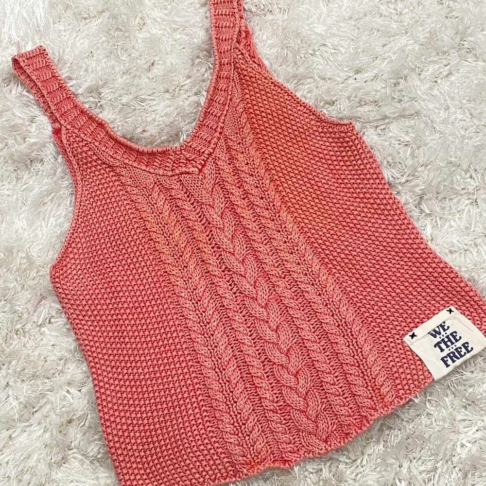 We The Free Coral Cable Knit Tank Top